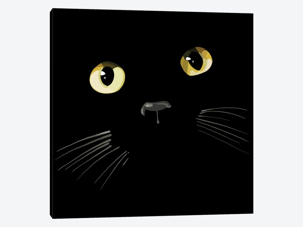 Black Cat Gold Eyes by Thomas Little 1-piece Canvas Art Print
