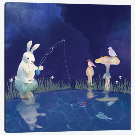 Fishing With Friends Canvas Print #TLT170} by Thomas Little Art Print