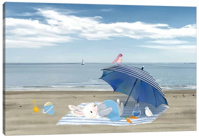 Beach Time With Friends Canvas Art Print - Rabbit Art
