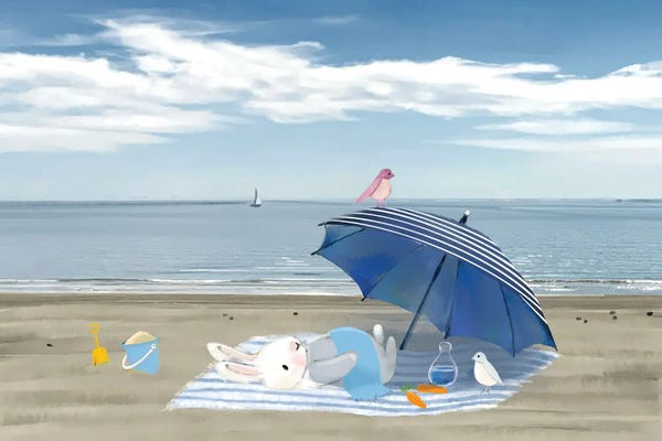 Umbrellas: Beach Time With Friends by Thomas Little