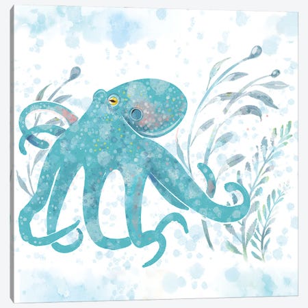 Catalina Octopus Blue Canvas Print #TLT17} by Thomas Little Canvas Art Print