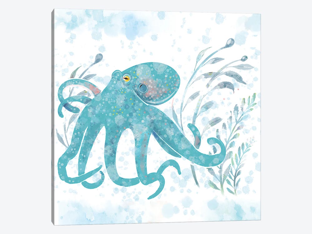 Catalina Octopus Blue by Thomas Little 1-piece Canvas Art Print