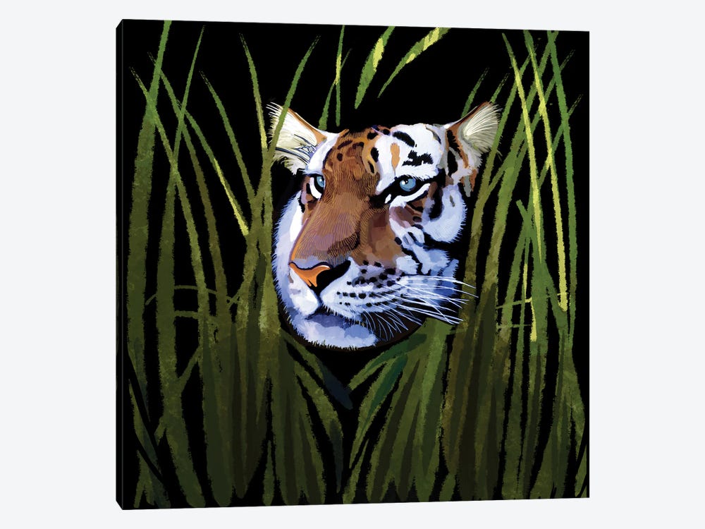 Tiger In Tall Grass by Thomas Little 1-piece Canvas Art Print