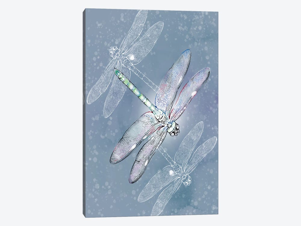 Silver Dragonflies by Thomas Little 1-piece Canvas Artwork