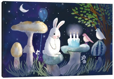 Baby Bunny's Birthday Party Canvas Art Print - Balloons