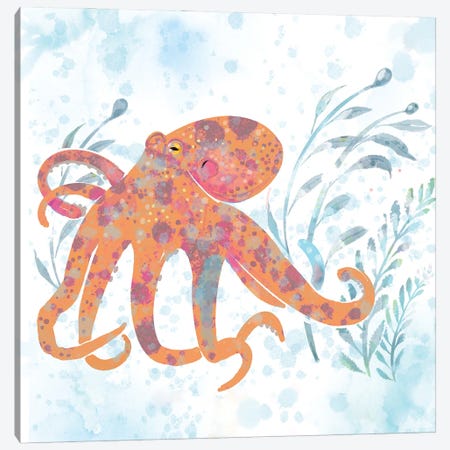 Catalina Octopus Orange Canvas Print #TLT18} by Thomas Little Canvas Artwork