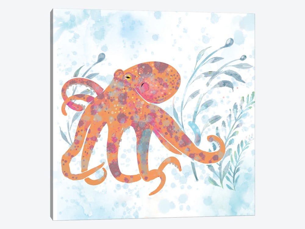 Catalina Octopus Orange by Thomas Little 1-piece Canvas Artwork