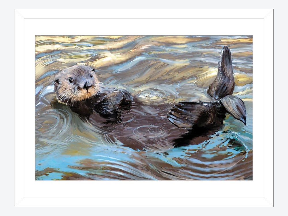 Sunrise Sea Otter Canvas Artwork by Thomas Little