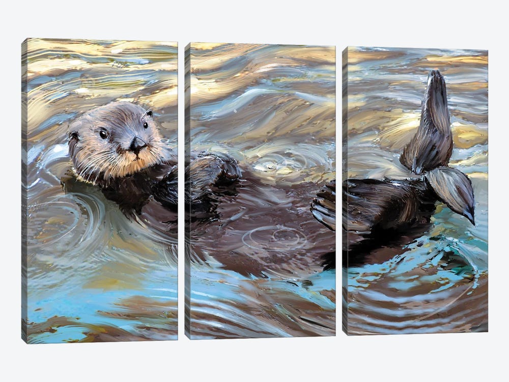 Sunrise Sea Otter by Thomas Little 3-piece Canvas Artwork