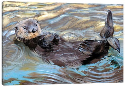 Sunrise Sea Otter Canvas Art Print - Otters