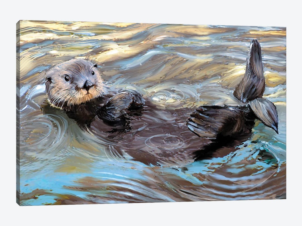 Sunrise Sea Otter by Thomas Little 1-piece Canvas Wall Art