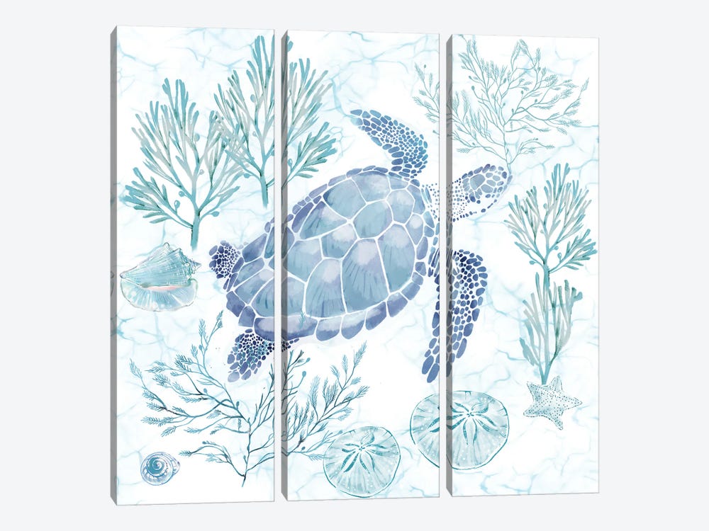 Soft Seas Sea Turtle by Thomas Little 3-piece Art Print
