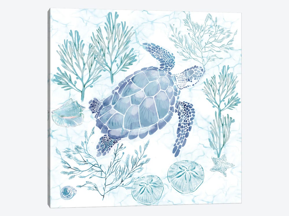 Soft Seas Sea Turtle by Thomas Little 1-piece Art Print