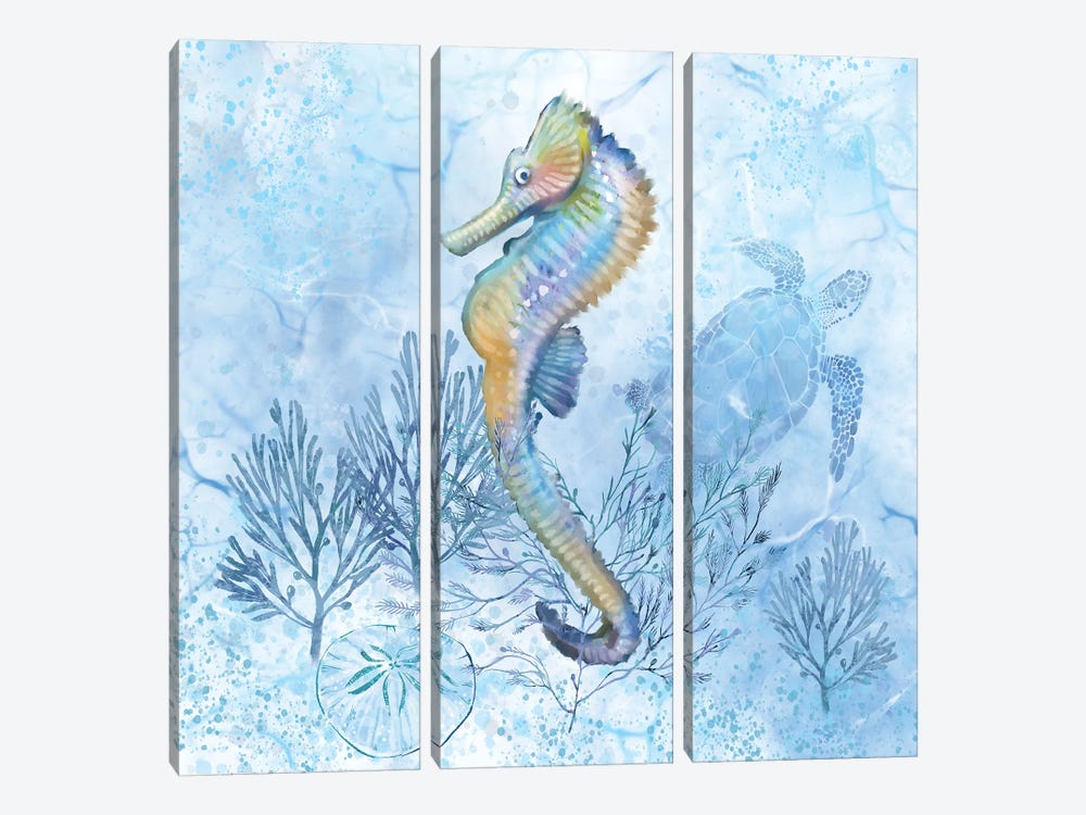 Spectral Seahorse by Thomas Little 3-piece Canvas Art