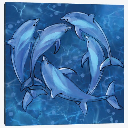 Spinner Dolphins At Play Canvas Print #TLT240} by Thomas Little Canvas Print