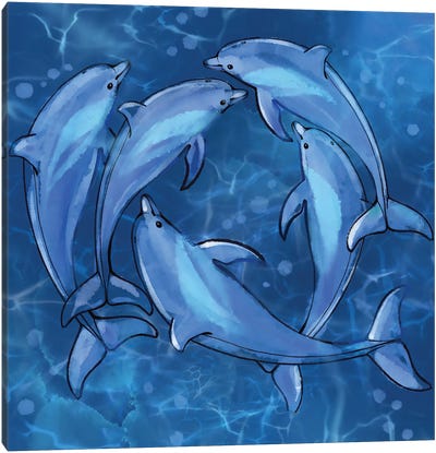 Spinner Dolphins At Play Canvas Art Print - Dolphin Art