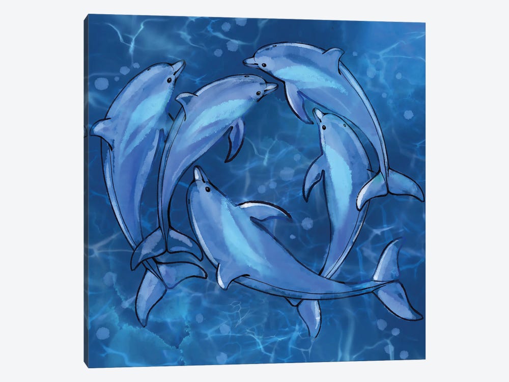 Spinner Dolphins At Play by Thomas Little 1-piece Canvas Wall Art