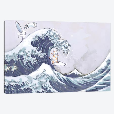 Surfing The Great Wave Canvas Print #TLT245} by Thomas Little Canvas Wall Art