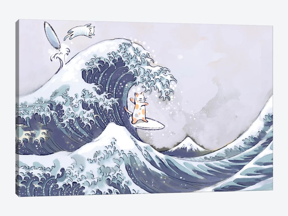 Surfing The Great Wave by Thomas Little 1-piece Canvas Print
