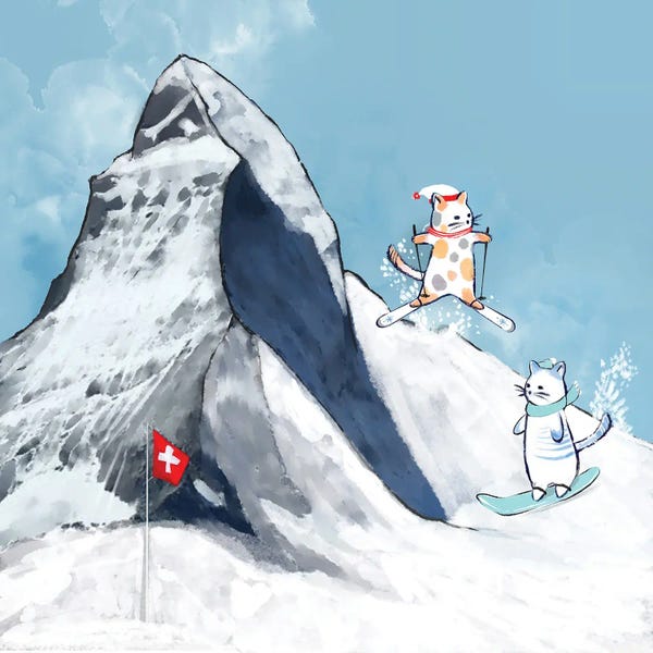 Kids Sports Art: Swiss Snow Holiday by Thomas Little