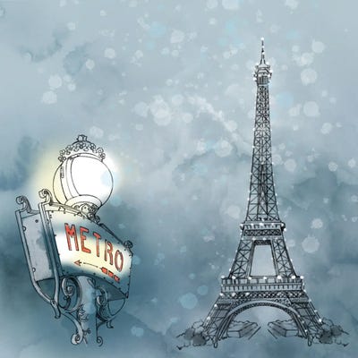 Parisian Rain by Thomas Little framed canvas print