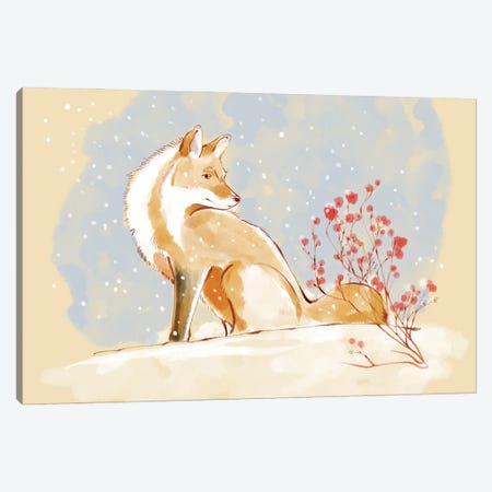 Fox And Flurry Canvas Print #TLT251} by Thomas Little Canvas Wall Art