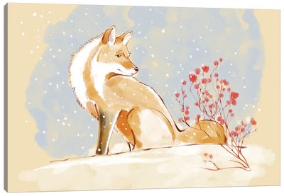 Fox And Flurry Canvas Art Print - Thomas Little
