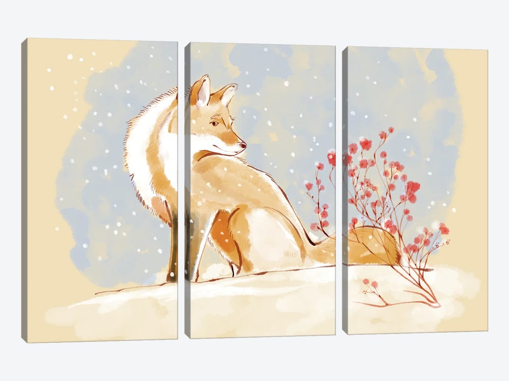 Fox And Flurry by Thomas Little 3-piece Canvas Art