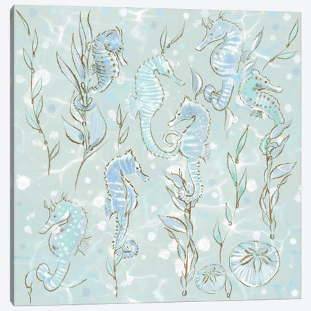 Seahorse And Seaweed Canvas Print #TLT253} by Thomas Little Canvas Wall Art
