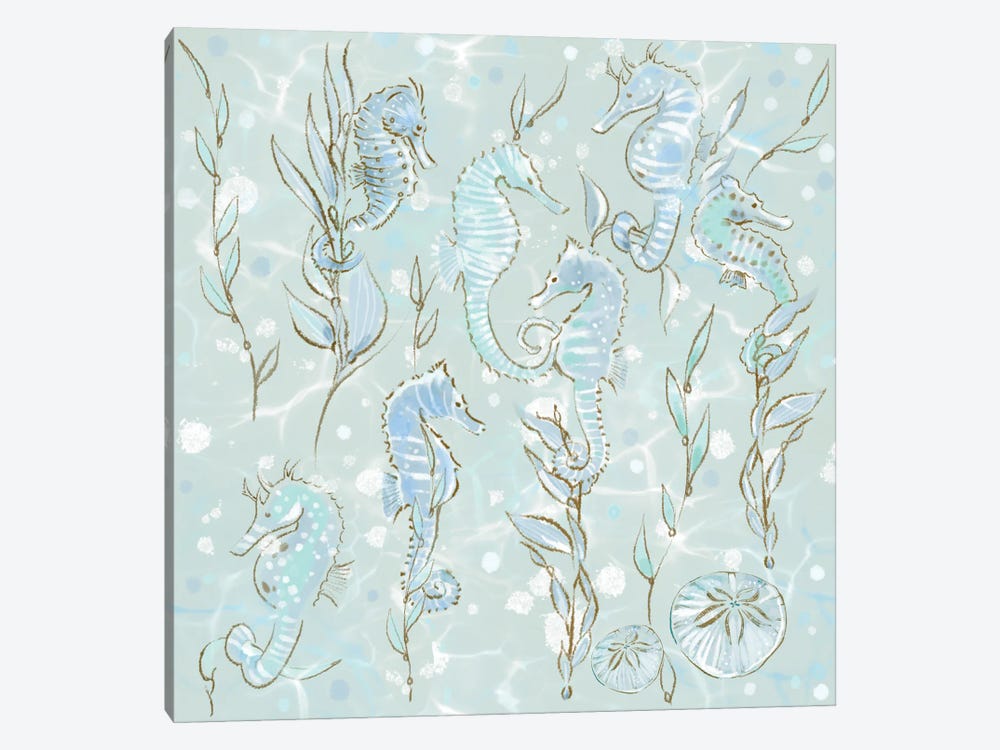 Seahorse And Seaweed by Thomas Little 1-piece Canvas Artwork
