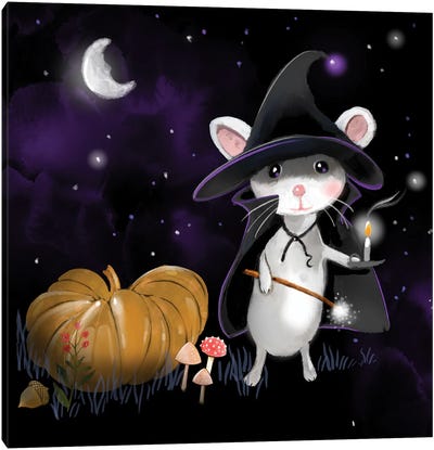 Halloween Night Magic Canvas Art Print - Mouse Art