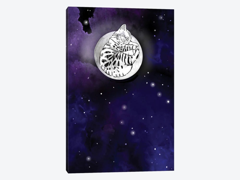 Kitty In The Moon by Thomas Little 1-piece Canvas Wall Art