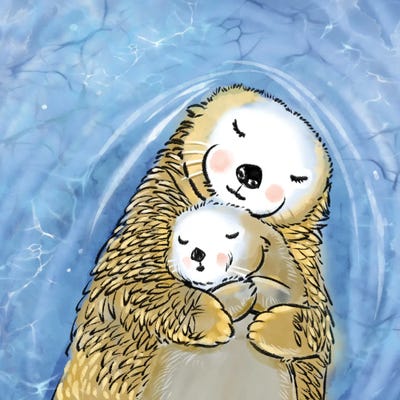 Sea Otter Mama And Baby by Thomas Little multi panel art