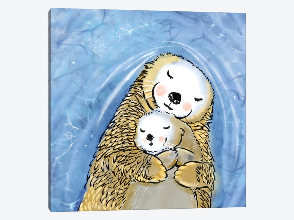 Sea Otter Mama And Baby by Thomas Little 1-piece Canvas Artwork