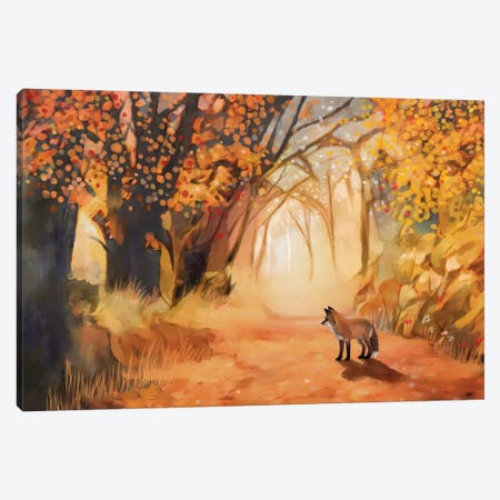 Little Fox In Magical Forest Canvas Print #TLT270} by Thomas Little Canvas Art