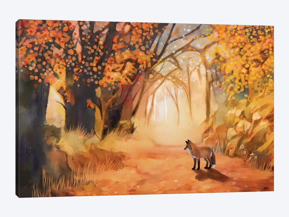 Little Fox In Magical Forest by Thomas Little 1-piece Art Print