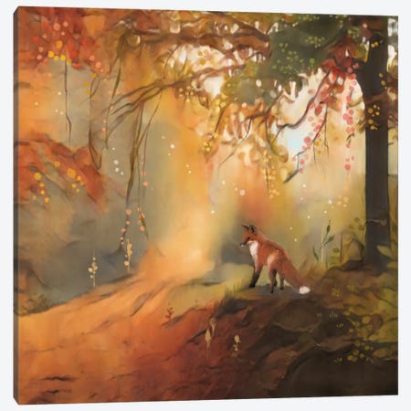 Little Fox In Mystic Forest Canvas Print #TLT271} by Thomas Little Canvas Artwork