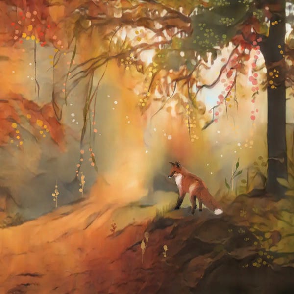 Thomas Little: Little Fox In Mystic Forest by Thomas Little