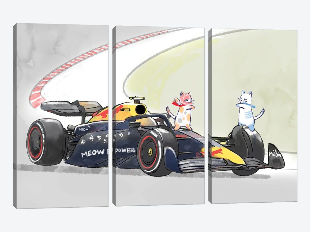 Global Cats K1 Racing by Thomas Little 3-piece Canvas Artwork