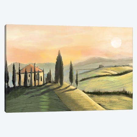 Sunset In Tuscany Canvas Print #TLT278} by Thomas Little Canvas Wall Art