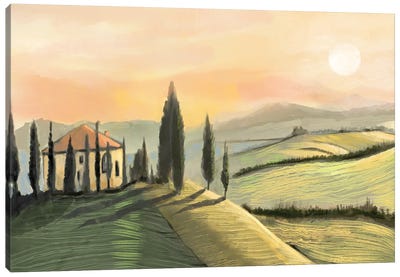 Sunset In Tuscany Canvas Art Print - Thomas Little