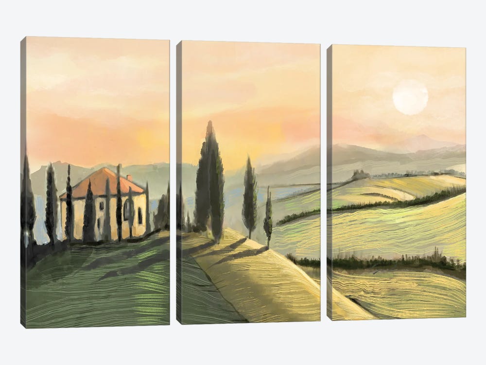 Sunset In Tuscany by Thomas Little 3-piece Art Print