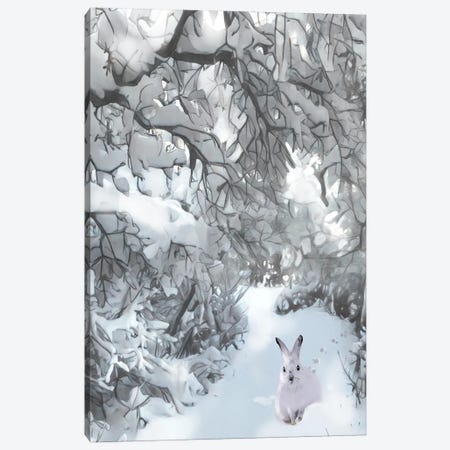 Snow Haven Snowshoe Hare Canvas Print #TLT279} by Thomas Little Canvas Wall Art