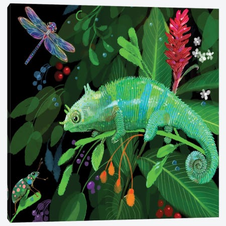 Green Chameleon Canvas Print #TLT283} by Thomas Little Canvas Art Print