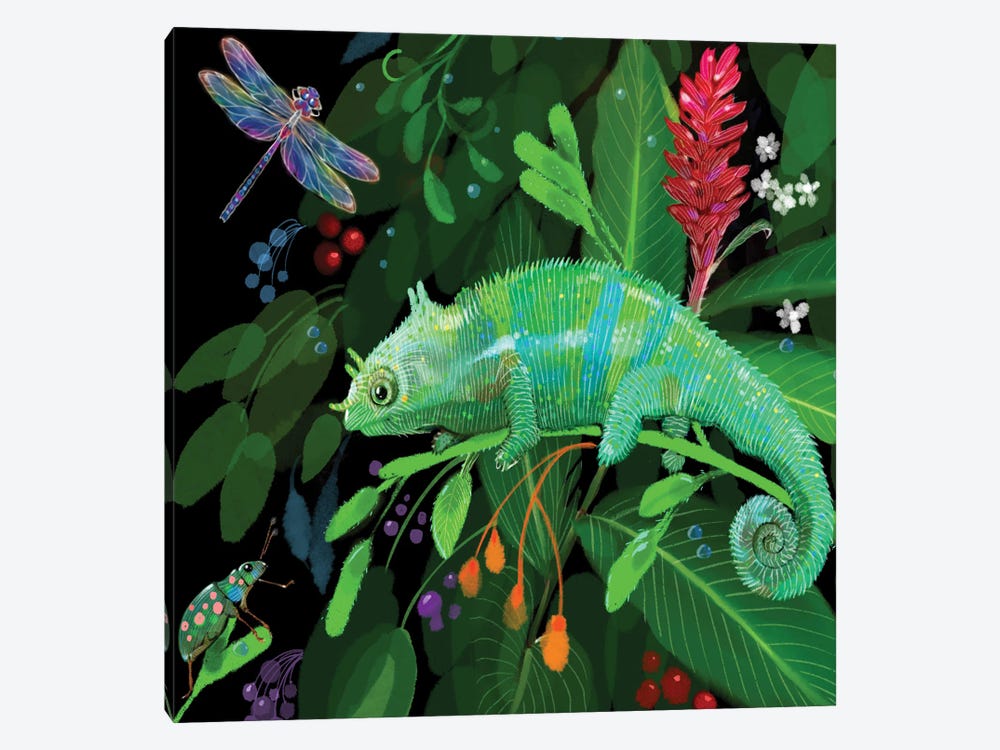 Green Chameleon by Thomas Little 1-piece Canvas Art Print