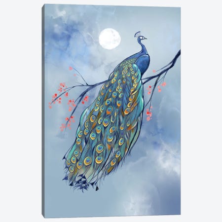 Peacock Splendor Canvas Print #TLT284} by Thomas Little Canvas Artwork