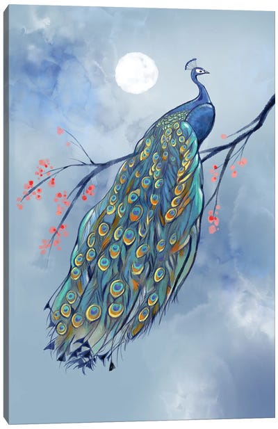 Peacock Splendor Canvas Art Print - Full Moon Art