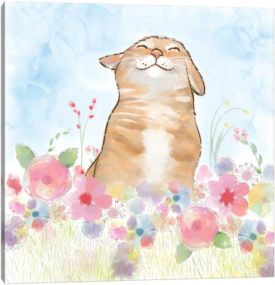 Joy Of Spring Canvas Art Print - Tabby Cat Art