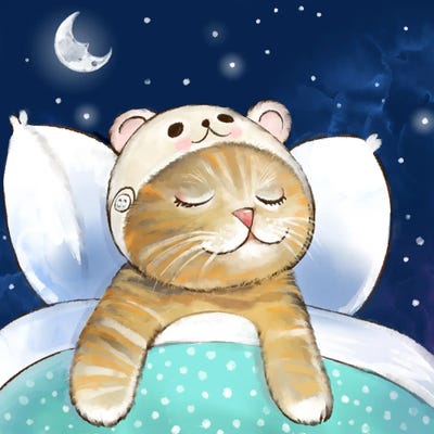 Kitten Dreaming By Starlight by Thomas Little multi panel art