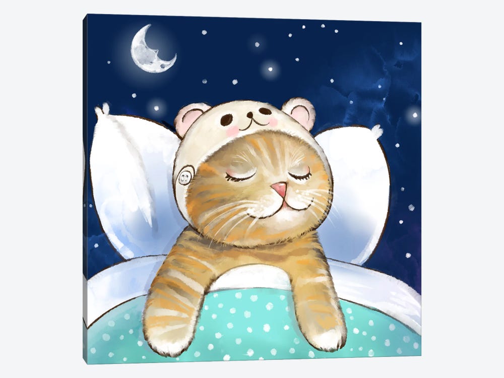 Kitten Dreaming By Starlight by Thomas Little 1-piece Canvas Art